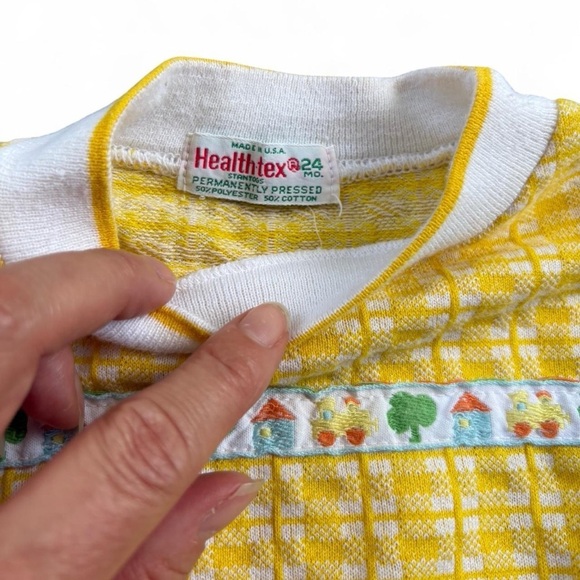 Healthtex vintage Yellow and White Checkered Baby Outfit - Picture 2 of 4